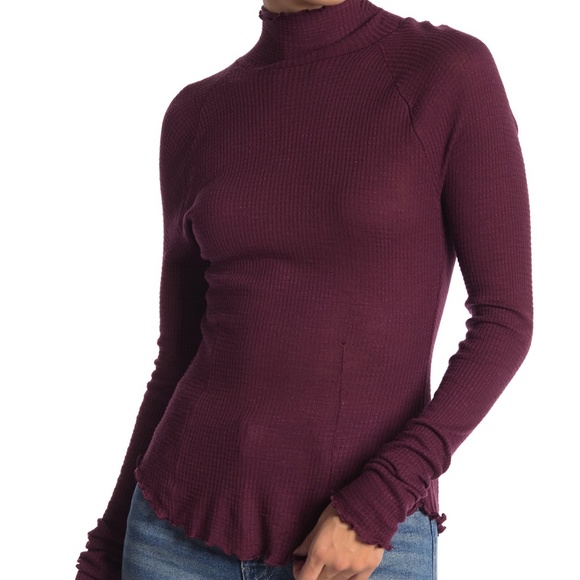 FREE PEOPLE Skyline Thermal Top, Wine or White XS - New w/Tags - Picture 2 of 7